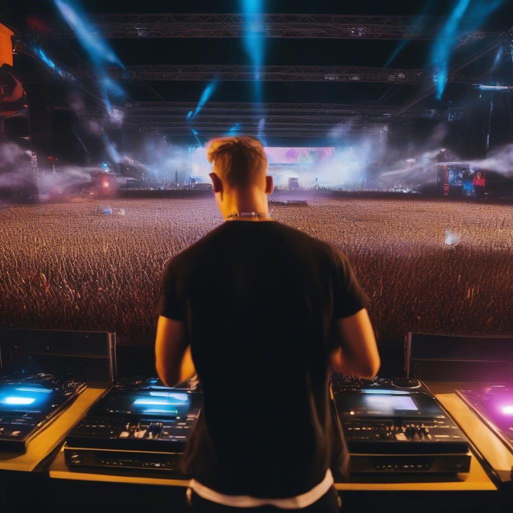 Diplo DJing at a Festival