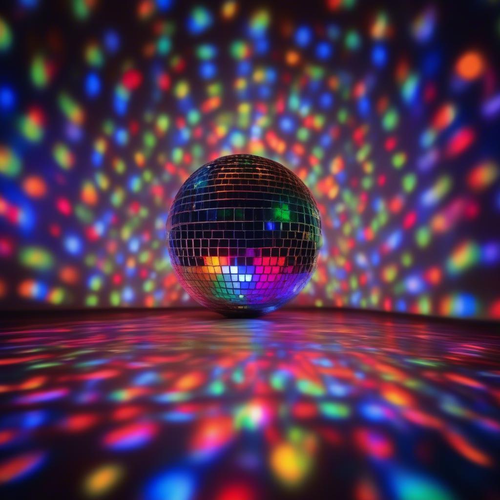 Rotating Disco Ball with Colorful Lights