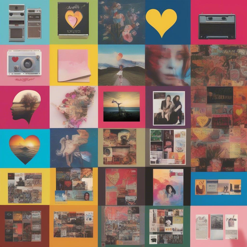 Collage of album covers from various music genres, including pop, R&B, country, and indie, all with a love theme.