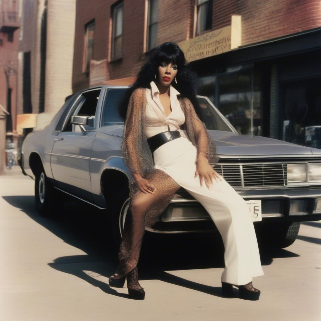 Donna Summer in her iconic "Bad Girls" album cover pose.