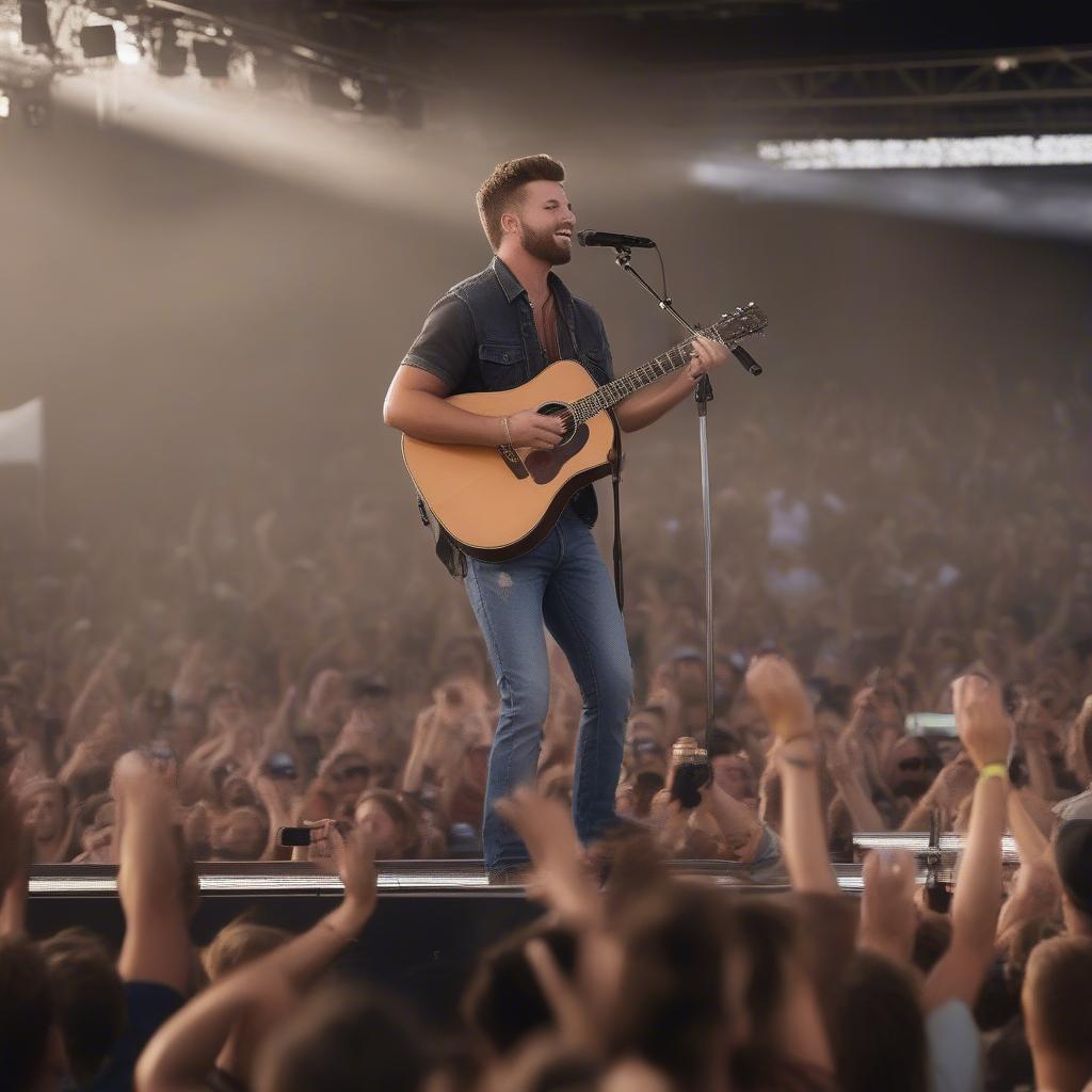 Drew Parker Performing at a Large Country Music Festival