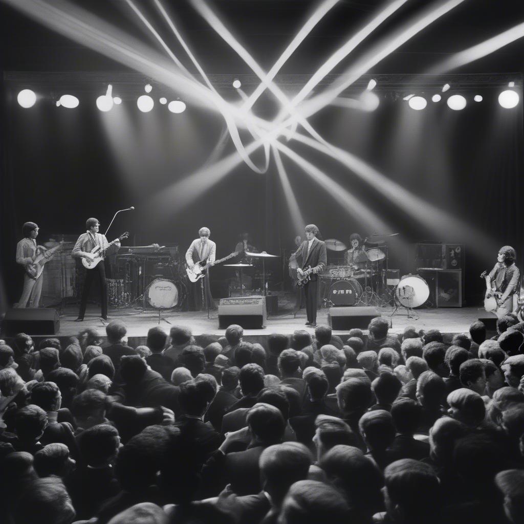 Early 1960s UK bands performing on stage