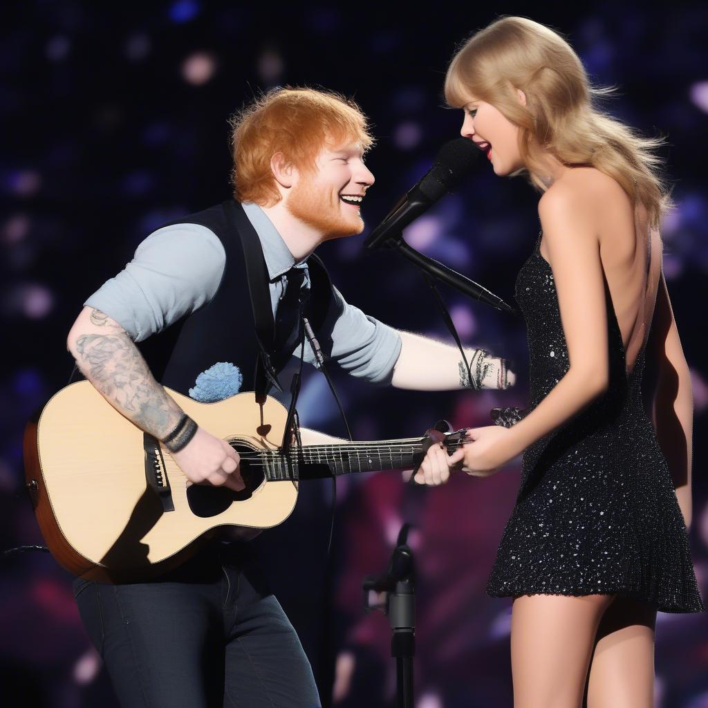 Ed Sheeran and Taylor Swift performing "Everything Has Changed" live