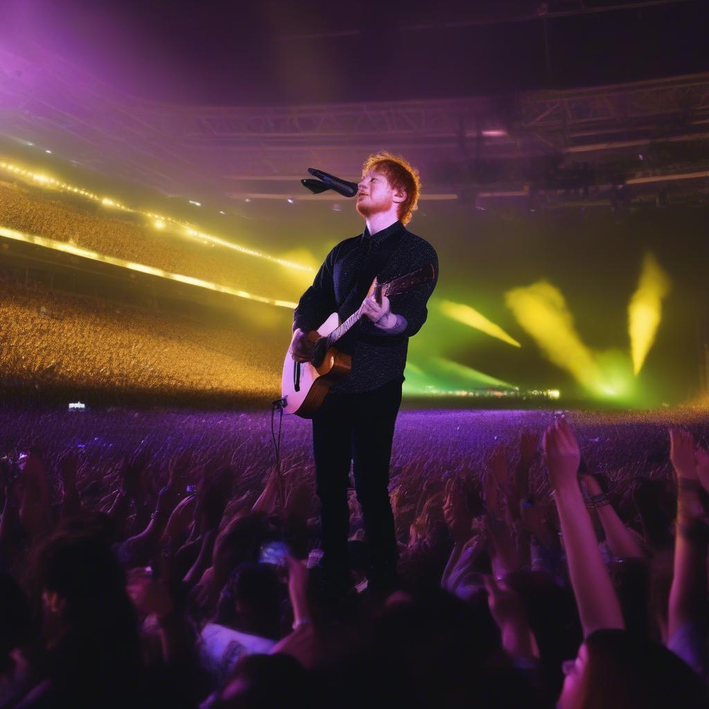 Ed Sheeran performing "Shape of You" in a stadium concert