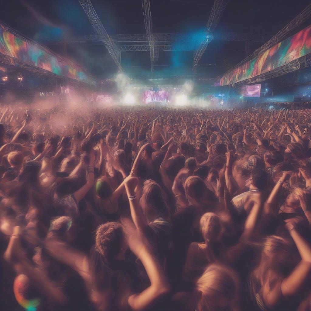 Energetic Crowd at an EDM Festival in 2016