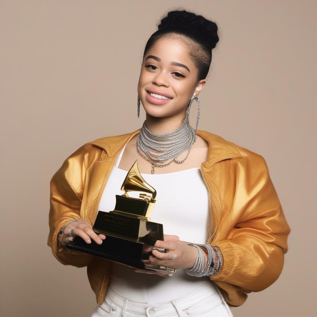 Ella Mai receiving a music award