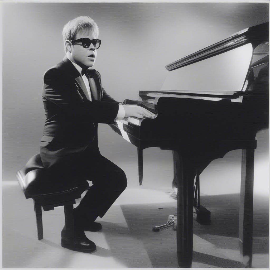 Elton John delivering a powerful performance of "Candle in the Wind" at a memorial service.