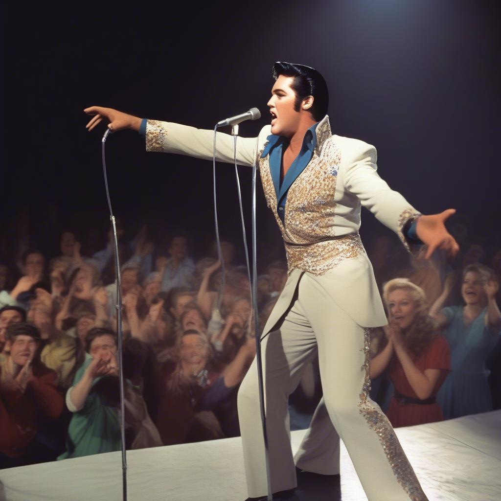 Elvis Presley performing Hound Dog