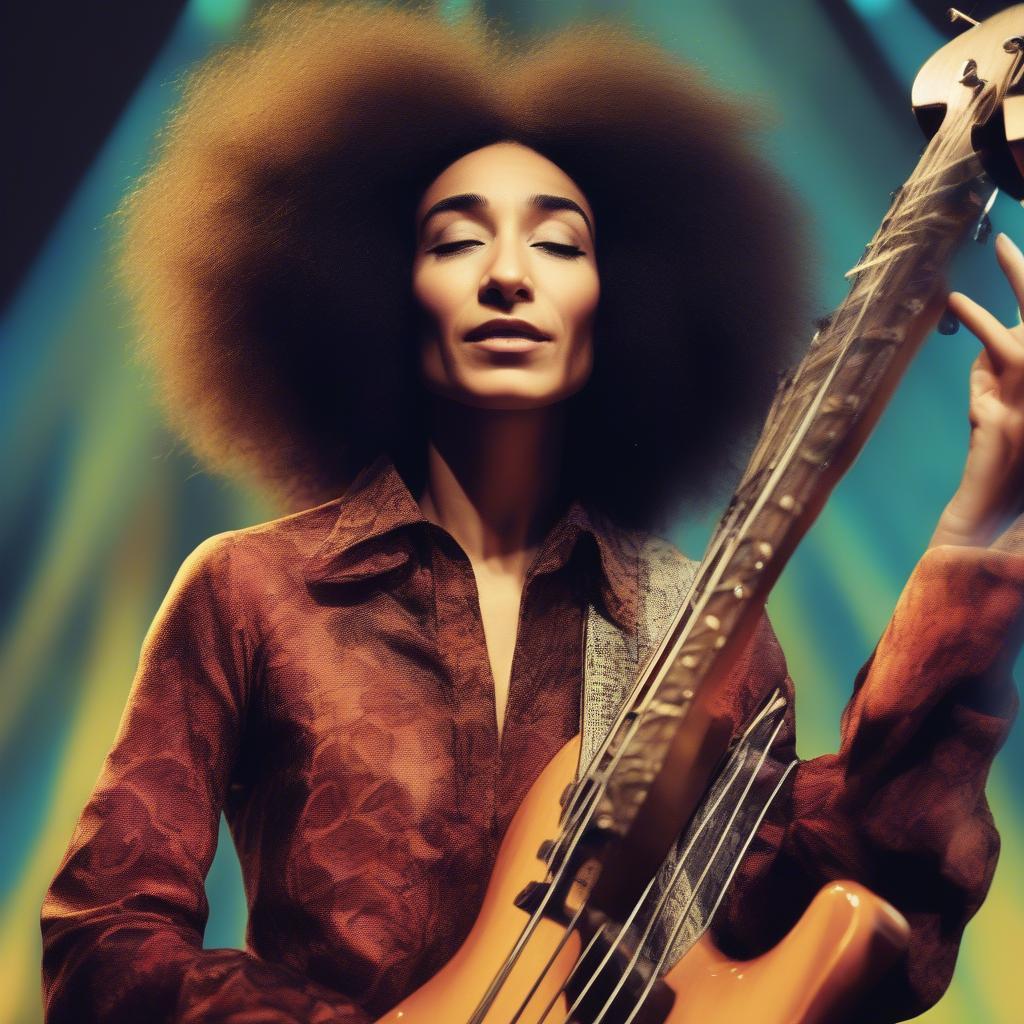 Esperanza Spalding performing at the 2022 Newport Jazz Festival