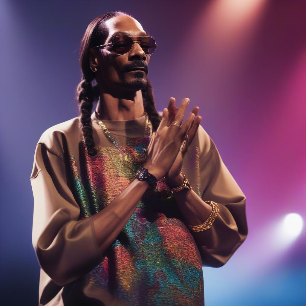 Snoop Dogg performing on stage, showcasing the evolution of gangsta rap