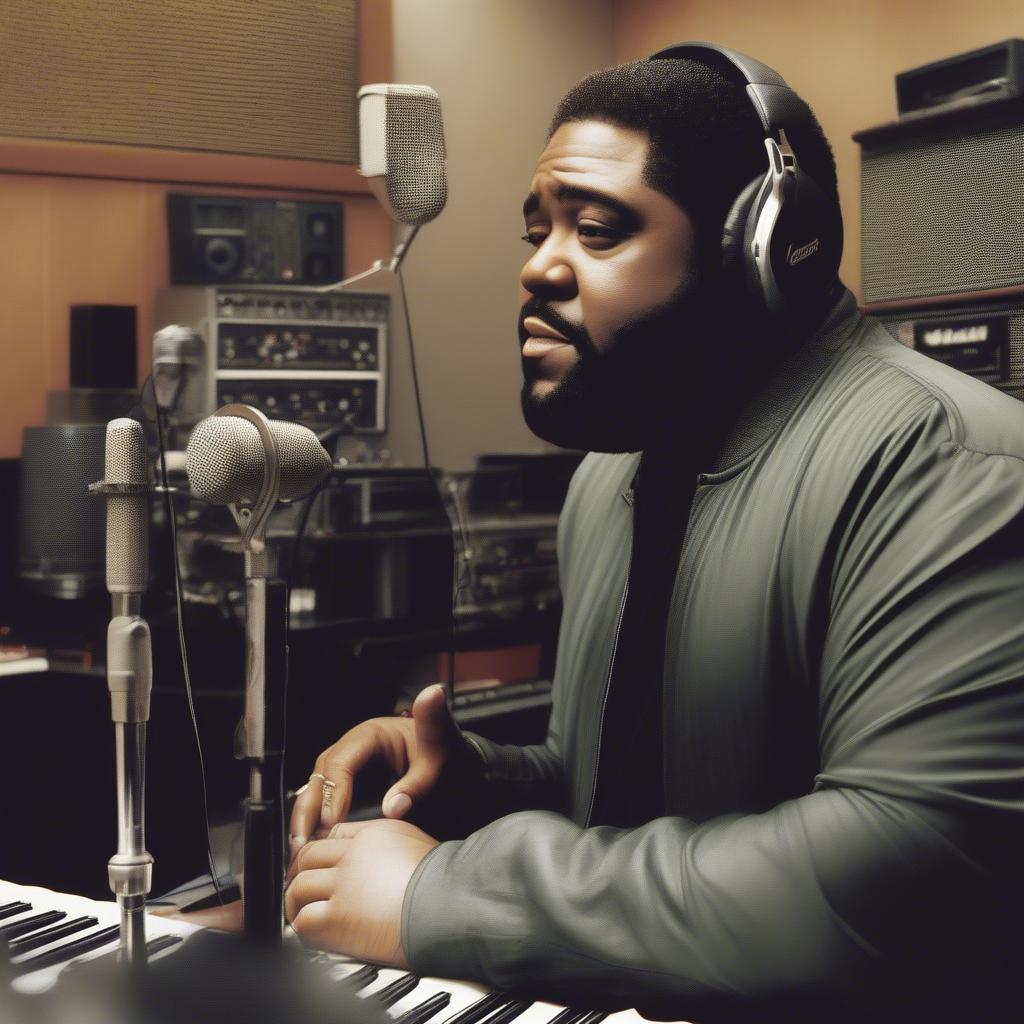 Gerald Levert Recording in a Studio