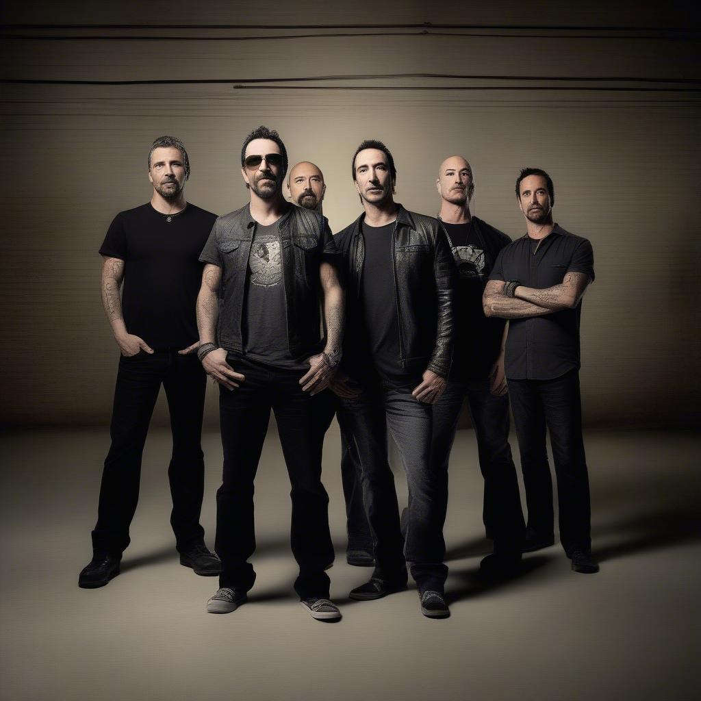 Godsmack band members posing for a photo