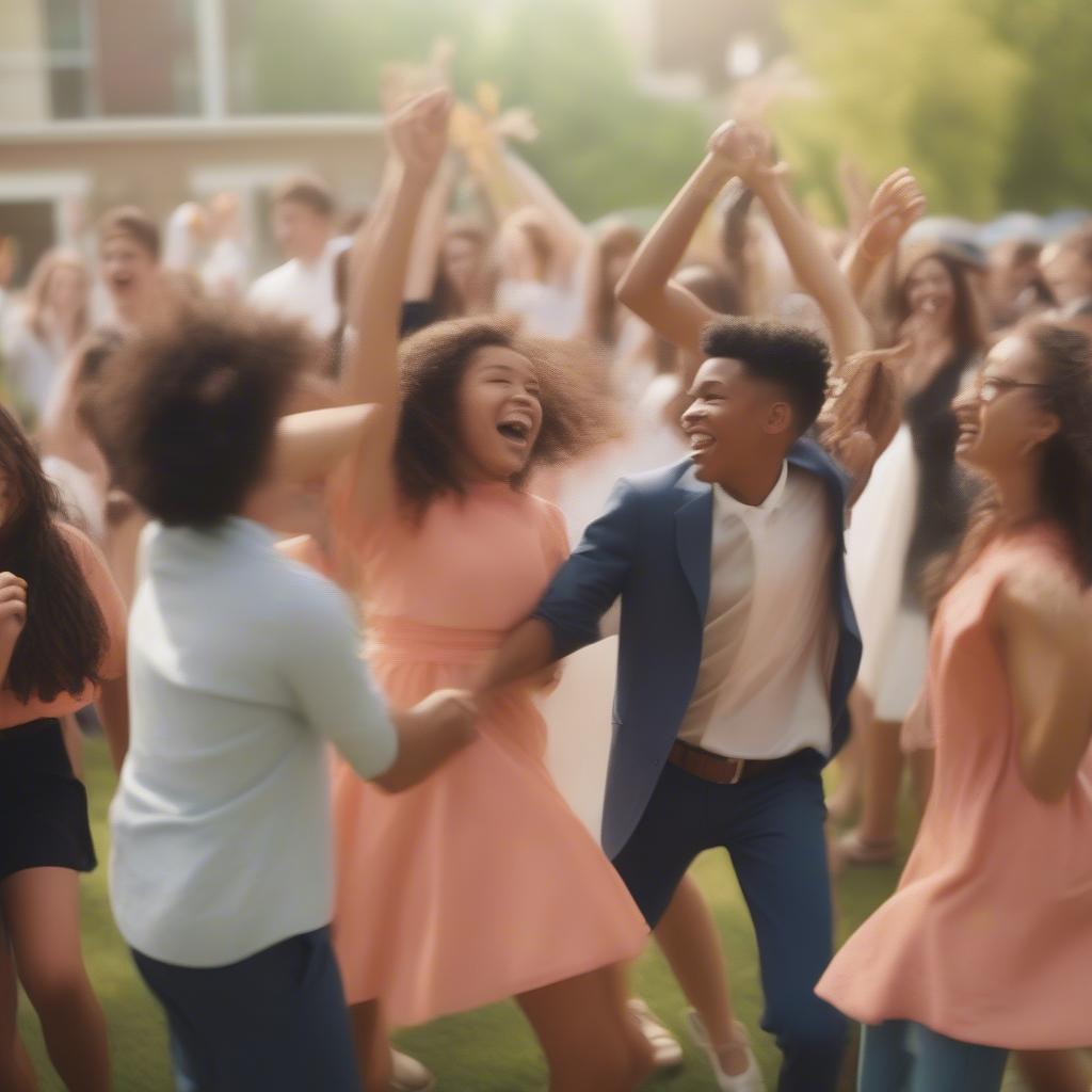 Students celebrating at a graduation party