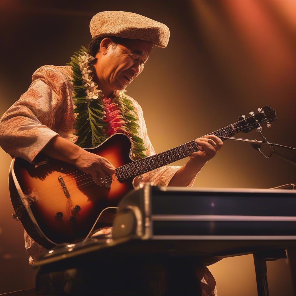 Hawaiian Musician Playing Steel Guitar