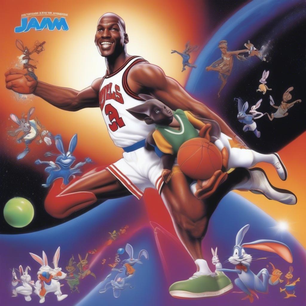 Promotional poster for Space Jam featuring "I Believe I Can Fly".