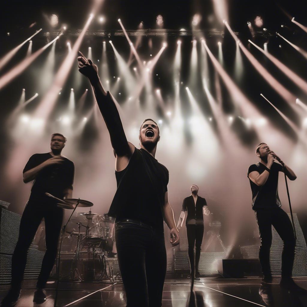 Imagine Dragons performing live on stage