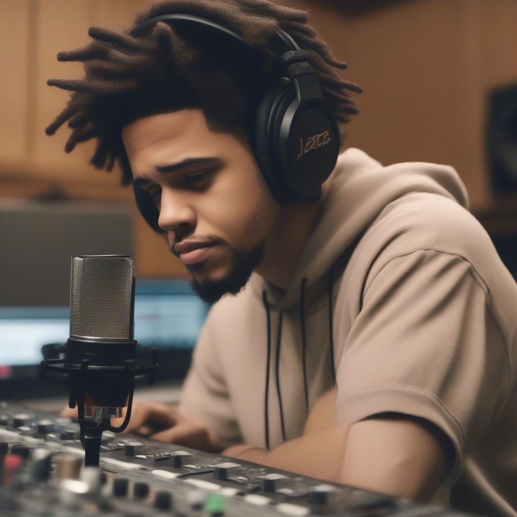 J Cole in the Studio