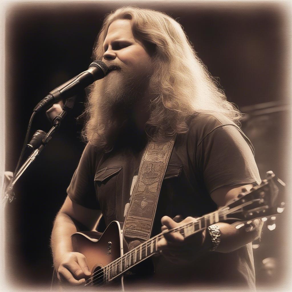 Jamey Johnson Live Performance:  A captivating photo of Jamey Johnson performing on stage, engaging with the audience and showcasing his passionate stage presence.