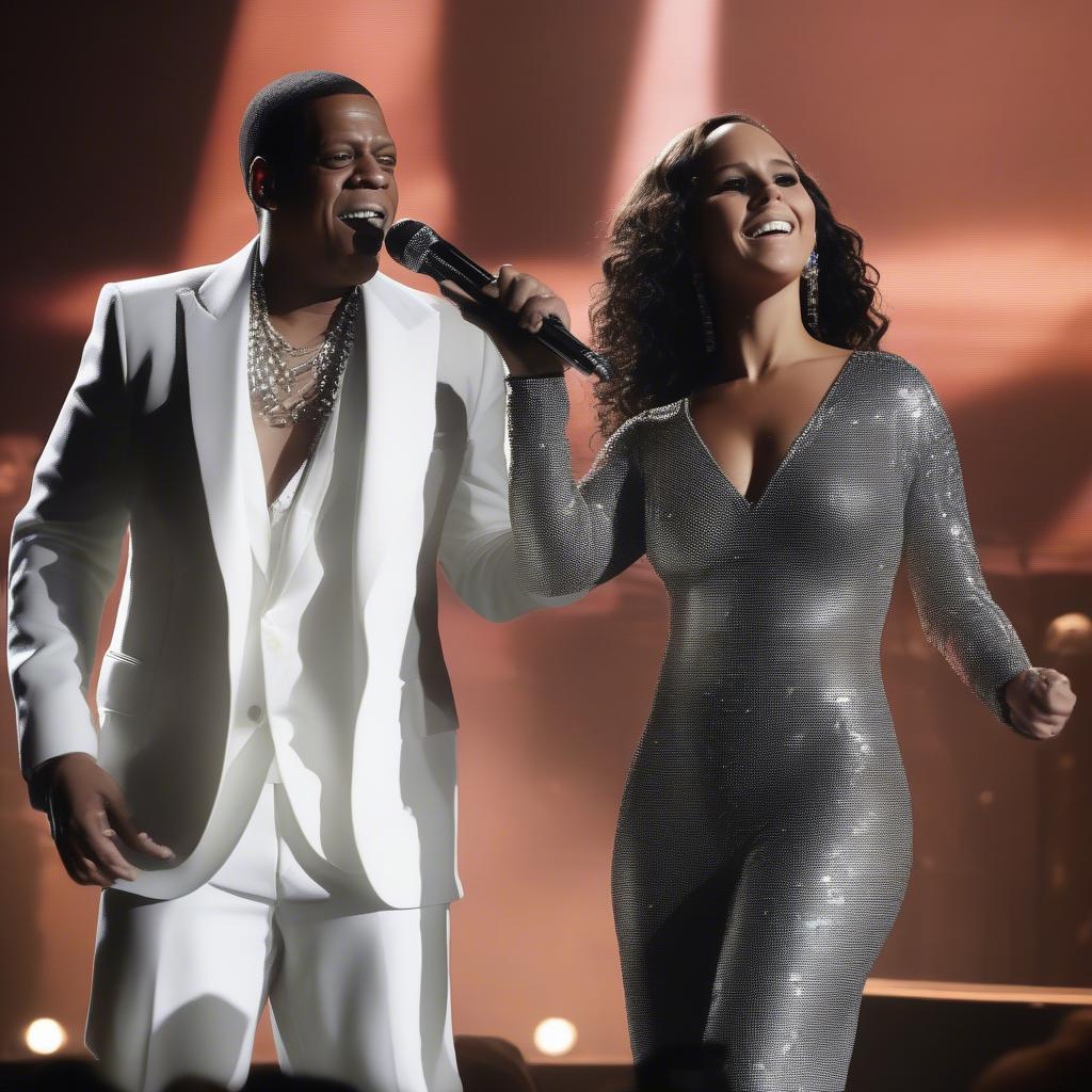 Jay-Z and Alicia Keys performing "Empire State of Mind"