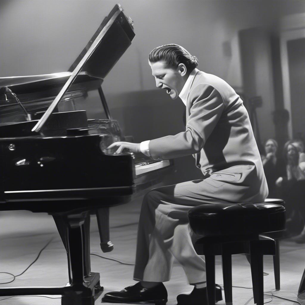 Jerry Lee Lewis performing "Great Balls of Fire"