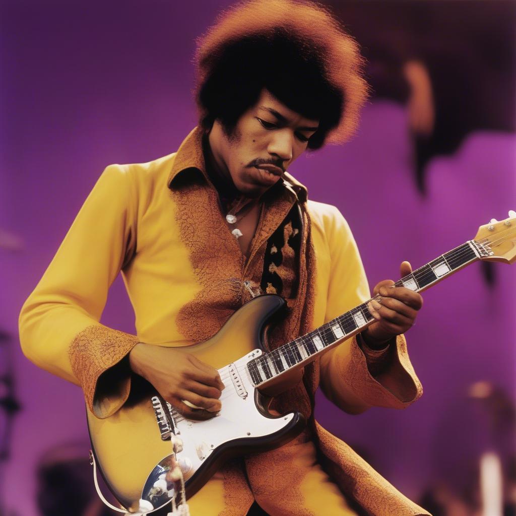 Jimi Hendrix Playing a Guitar Solo at Monterey Pop Festival