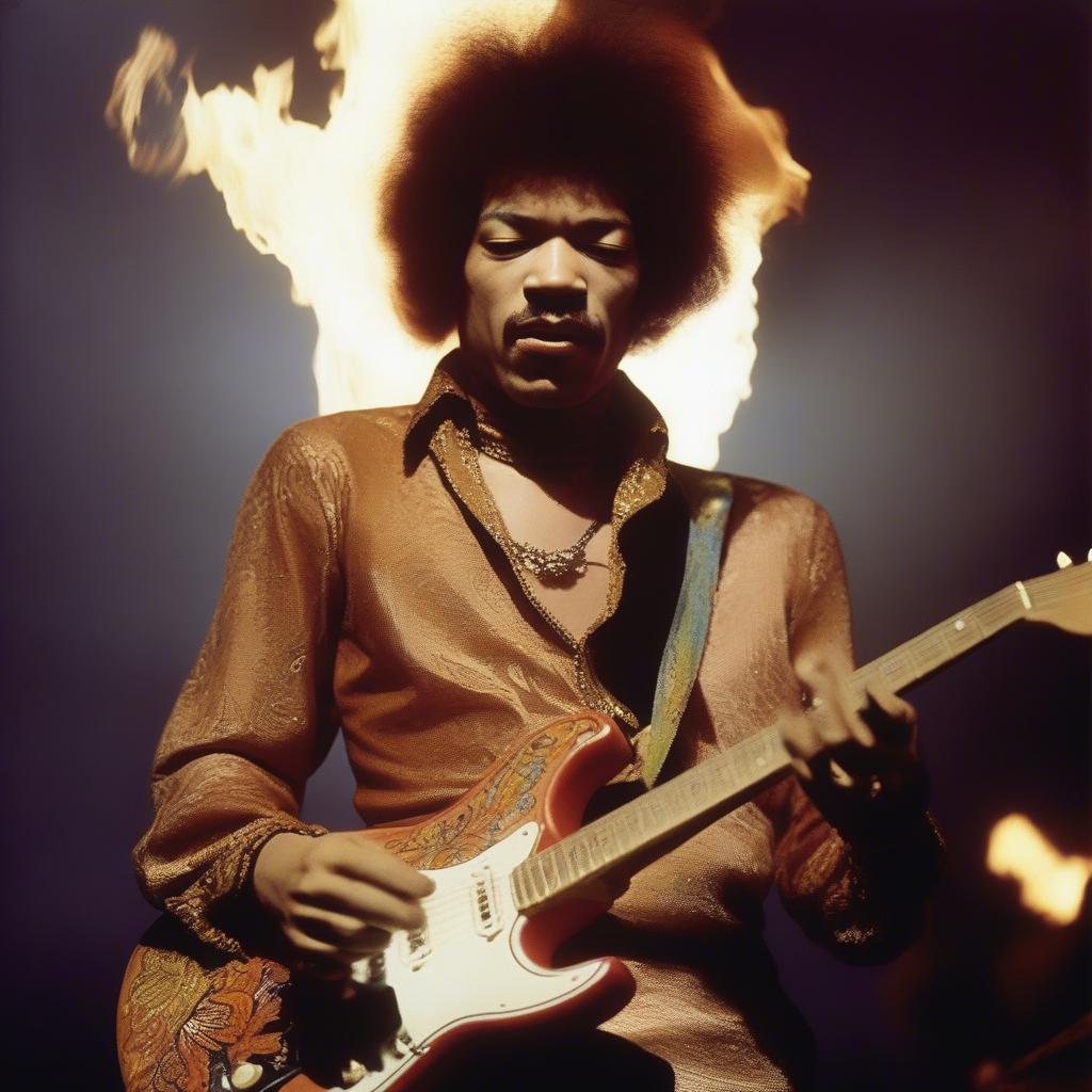 Jimi Hendrix performing at the Monterey Pop Festival