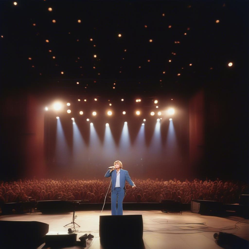 John Denver captivating the audience during a live concert