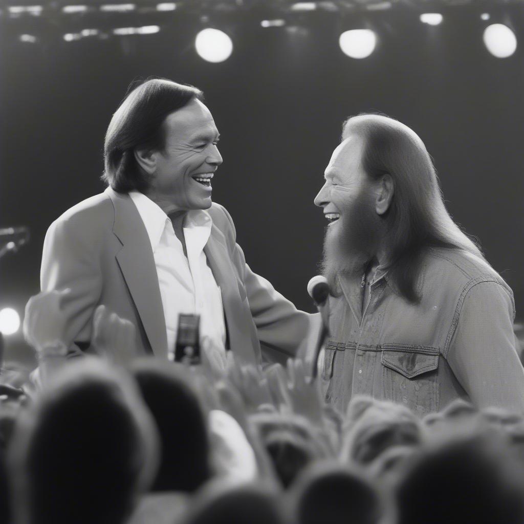 Julio Iglesias and Willie Nelson performing their duet