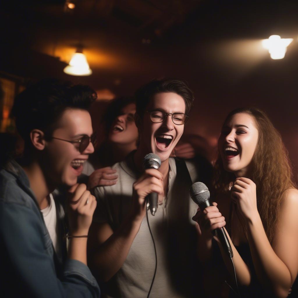 Friends Singing Karaoke Together