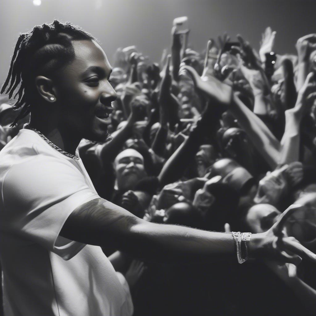 Kendrick Lamar Interacting with Concert Crowd