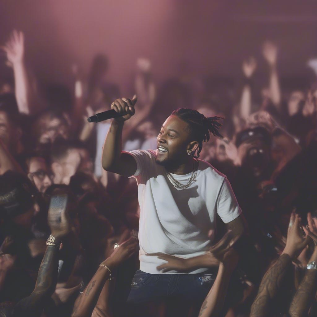 Kendrick Lamar performing live on stage