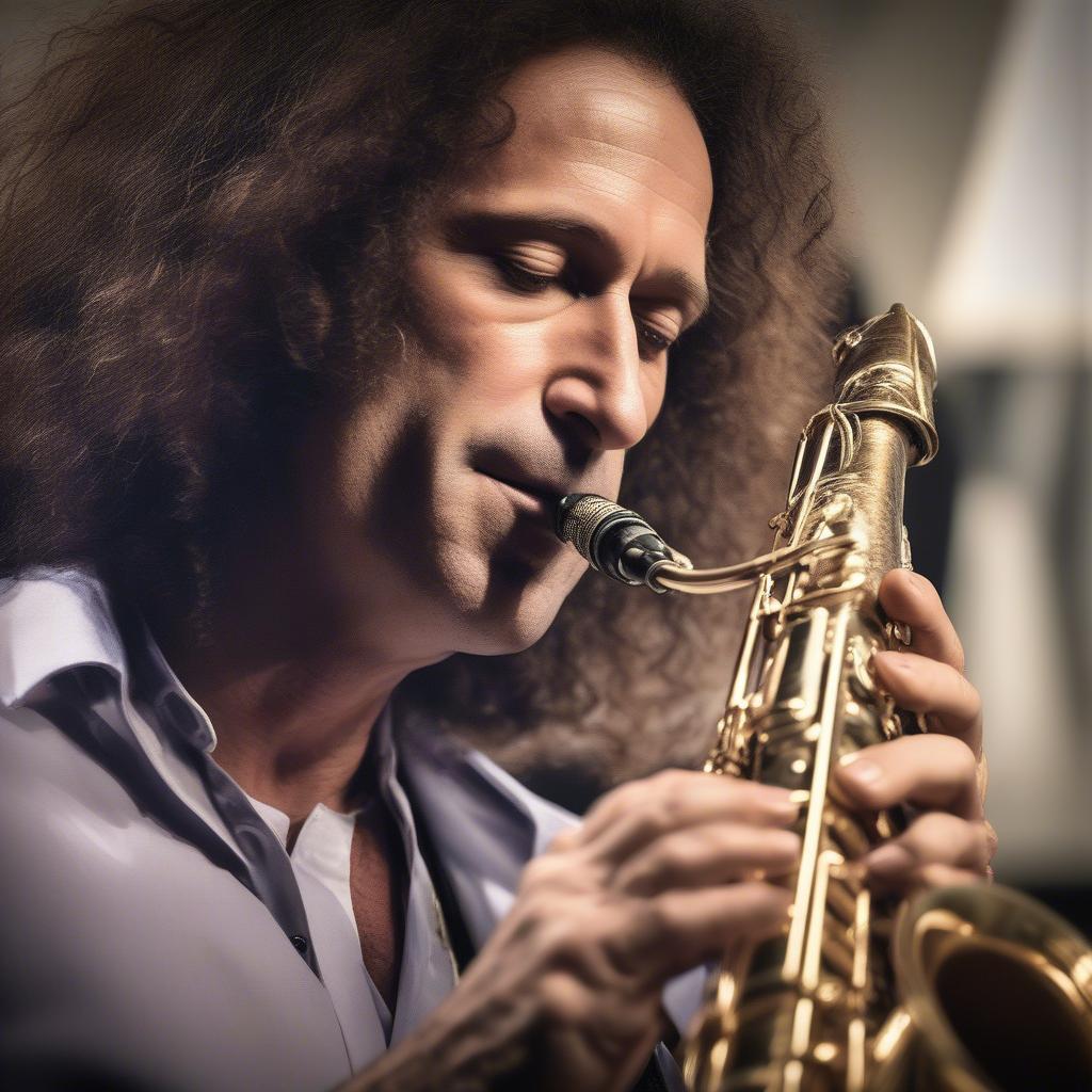 Kenny G Playing Saxophone Close Up