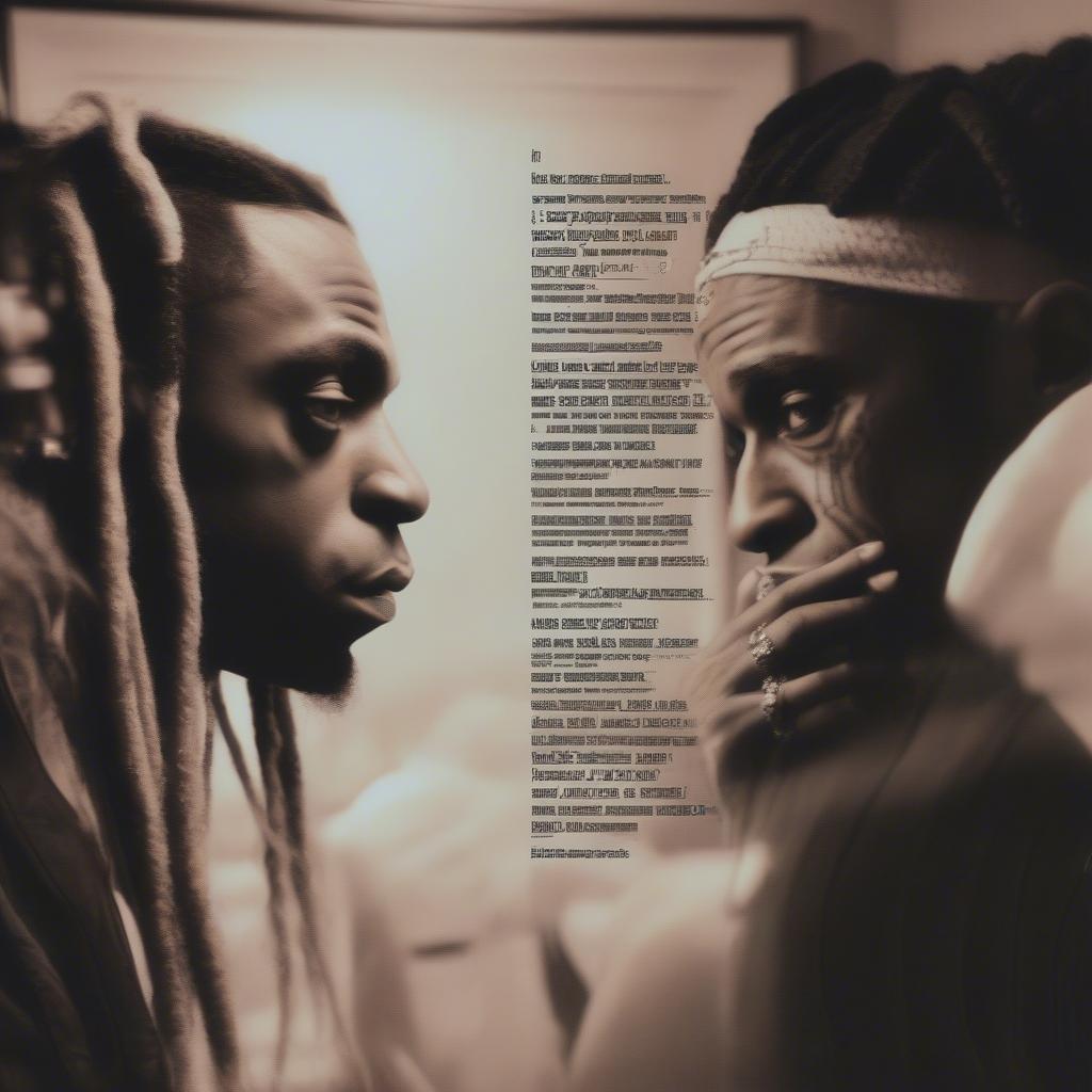 An image reflecting Lil Wayne's image, symbolizing the introspective nature of the song "Mirror"