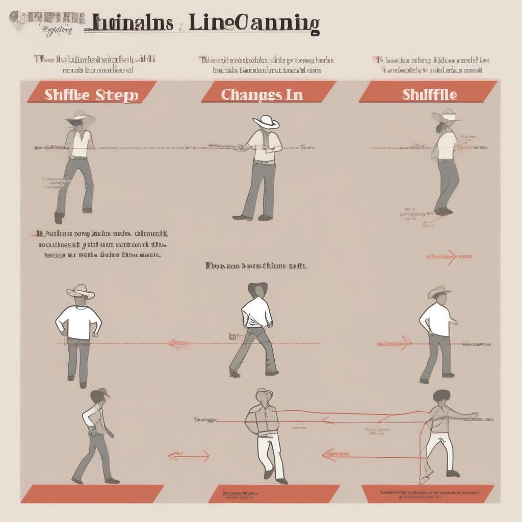 Diagram illustrating basic line dance steps