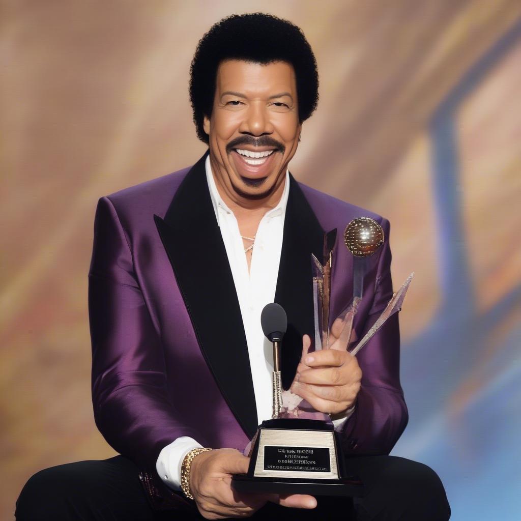 Lionel Richie receiving a prestigious music award, acknowledging his contributions to the industry.