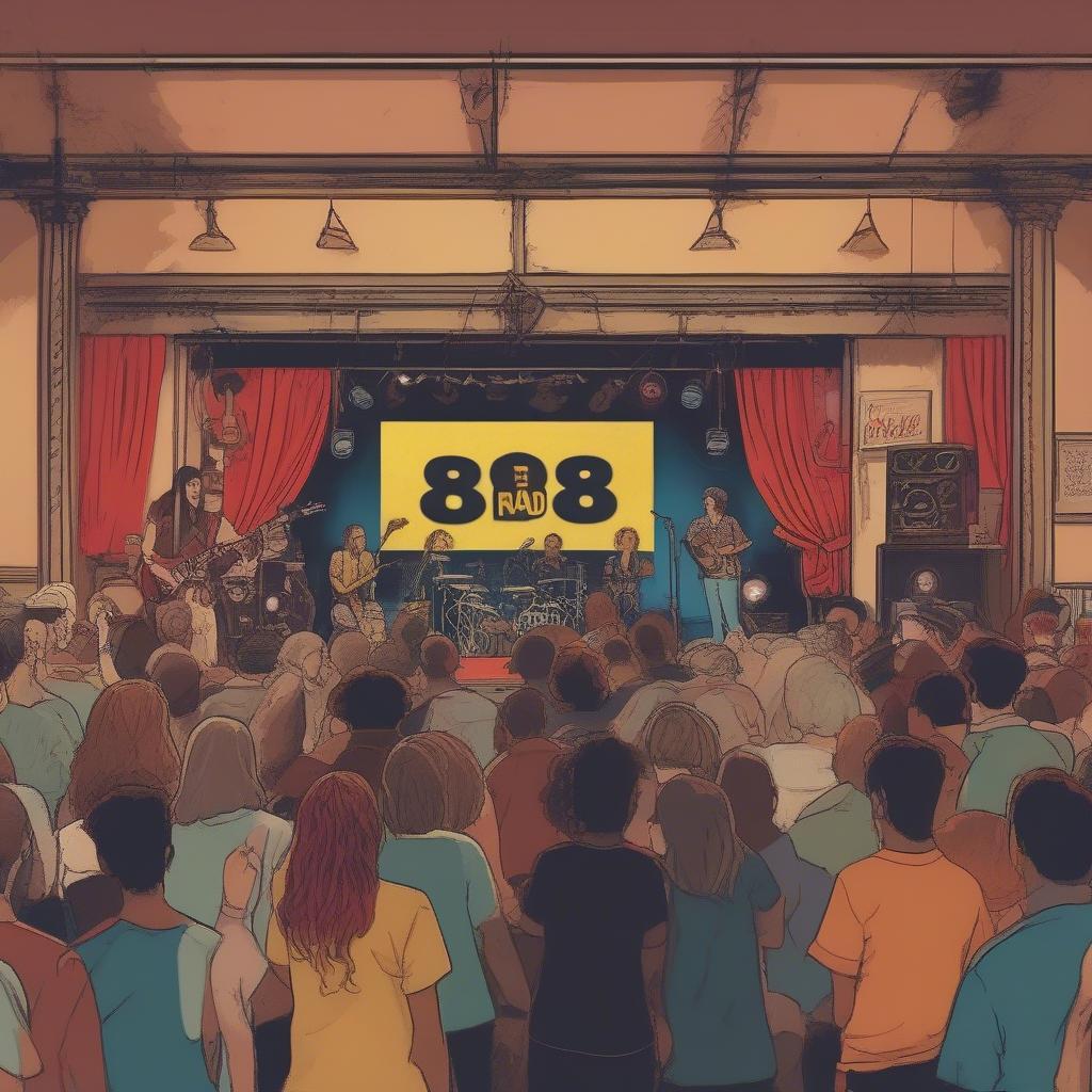 The Vibrant Local Music Scene Supported by 88.1 Radio: An image depicting a live music performance at a local venue, with the 88.1 radio logo displayed in the background.