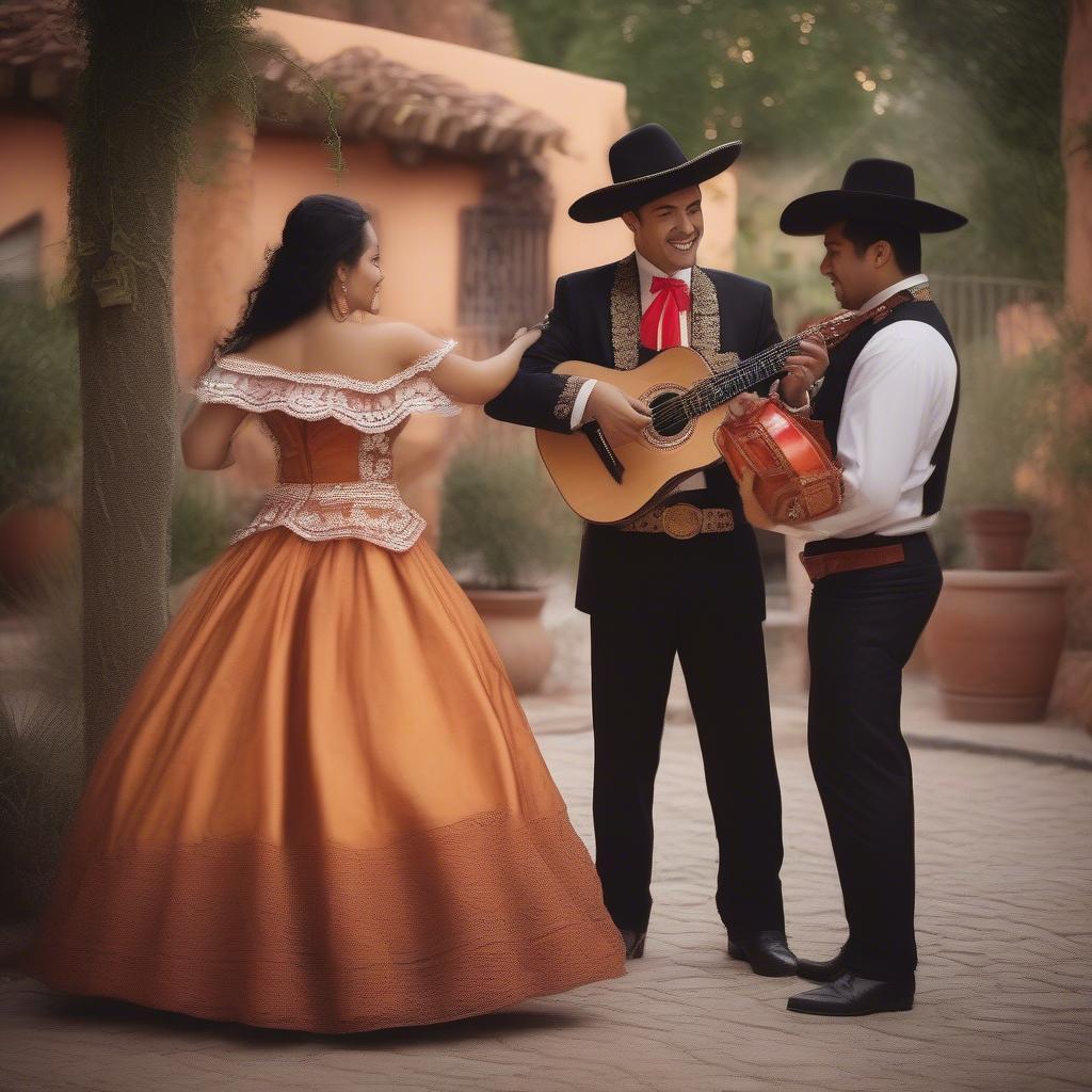 Mariachi Band Serenading a Couple