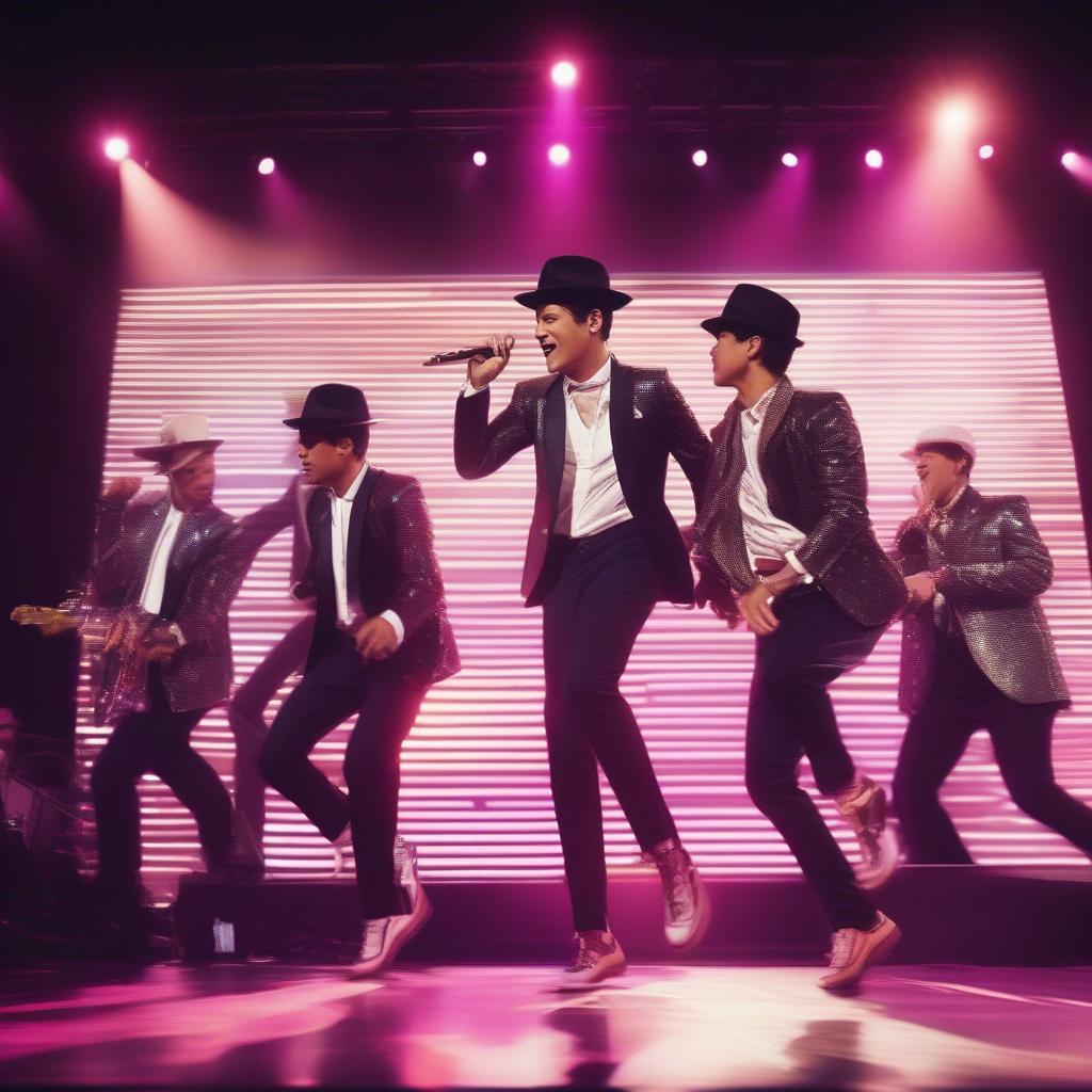 Mark Ronson and Bruno Mars performing Uptown Funk