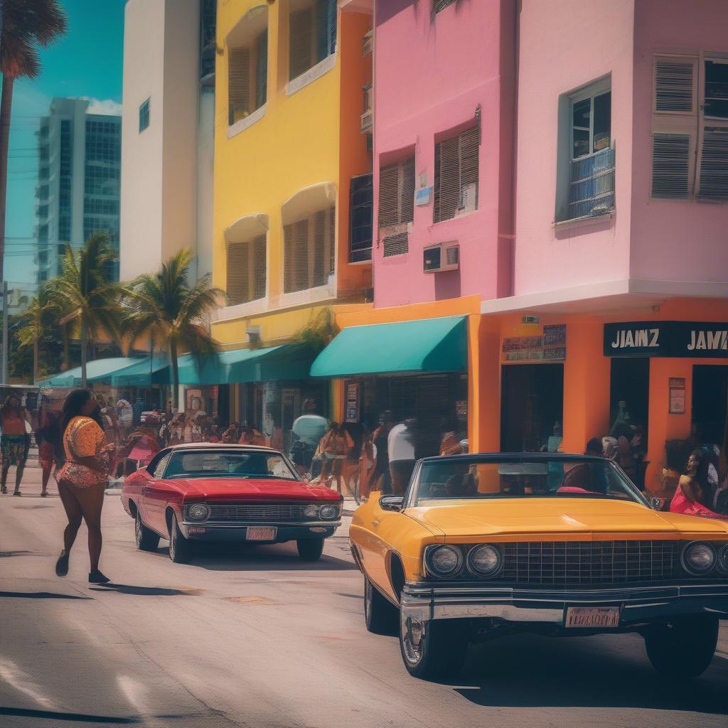 Miami Street Scene with Music