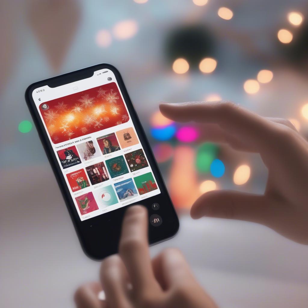 Streaming modern Christmas music on a phone