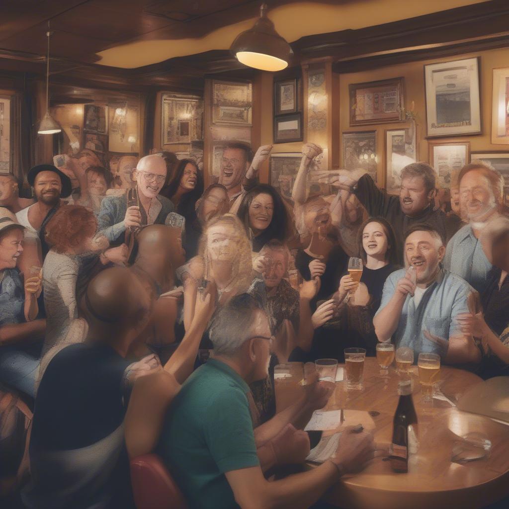 A Diverse Crowd Enjoying Modern Music in a Pub Setting