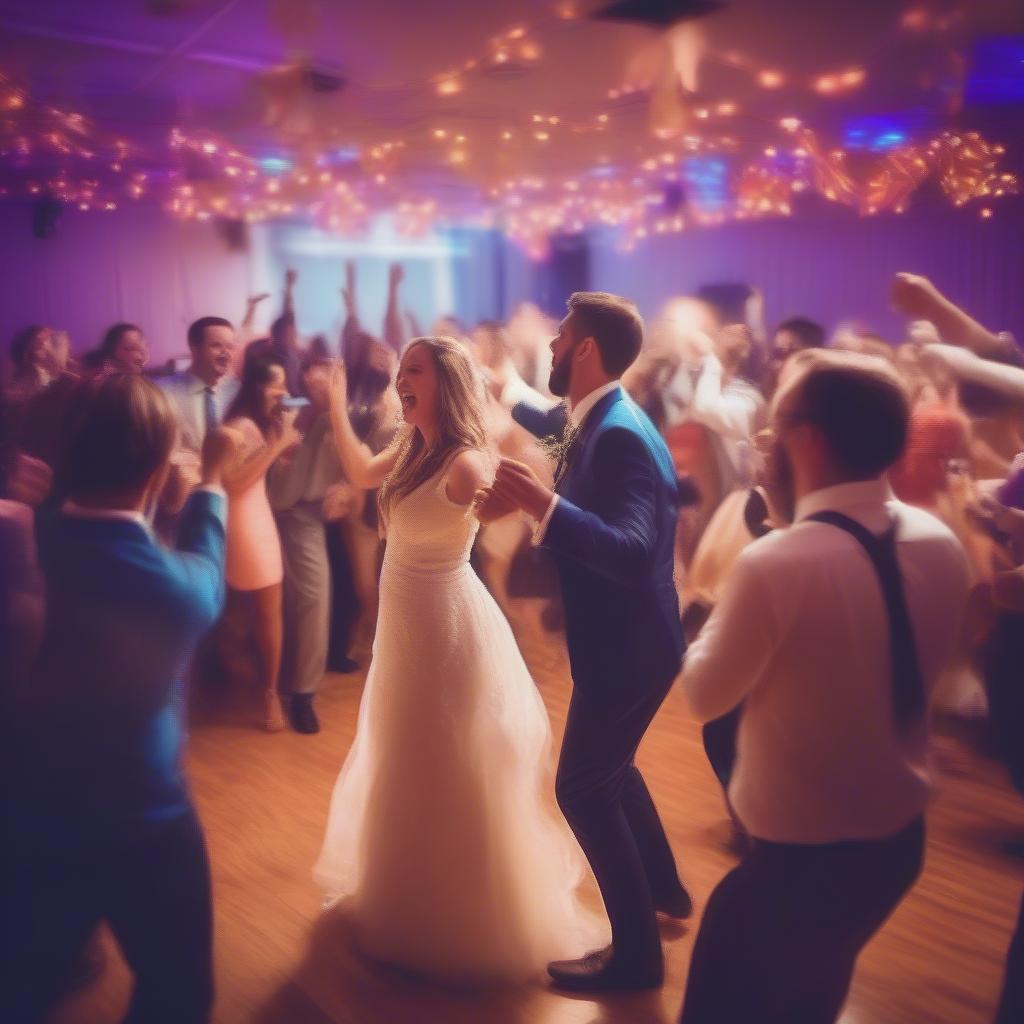 Guests Dancing to Upbeat Modern Music at a Wedding Reception