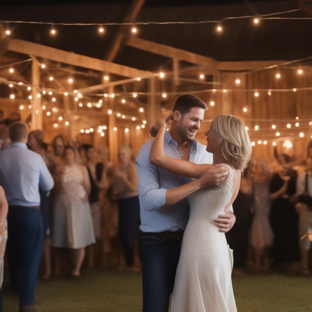 Mother and Son Dancing to a Country Song