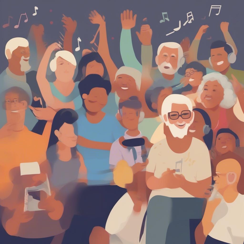 People of Different Ages Enjoying Music Together