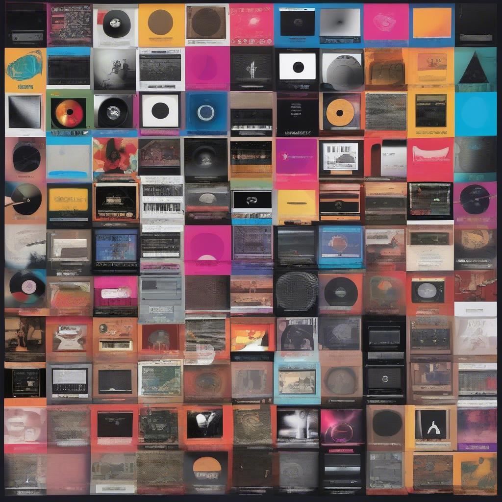 Music Genre Diversity: A collage showcasing the variety of music genres represented in the 105.1 Top 100, from pop and hip-hop to country and electronic.