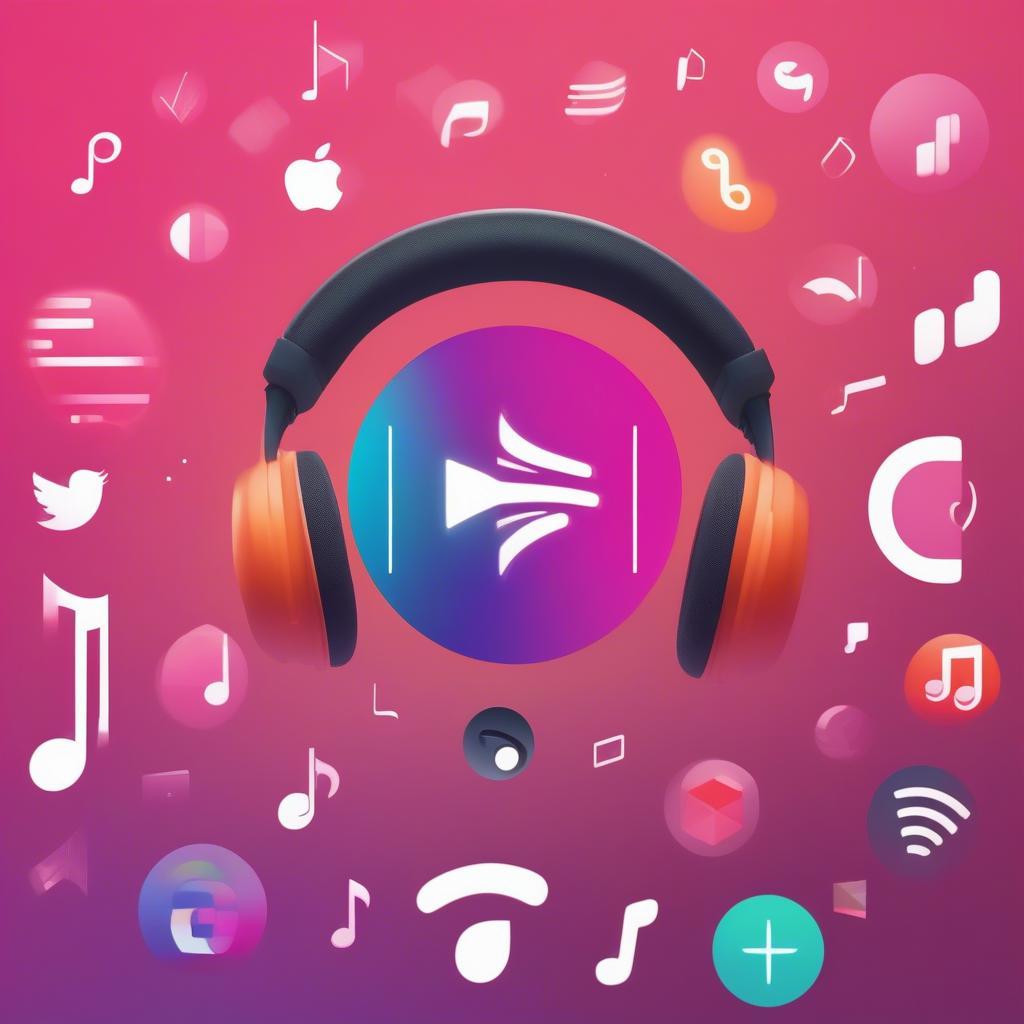 Music Streaming Platforms: A collection of logos from popular music streaming platforms, including Spotify, Apple Music, Amazon Music, YouTube Music, and Tidal. The logos are arranged neatly, showcasing the variety of options available to music listeners.