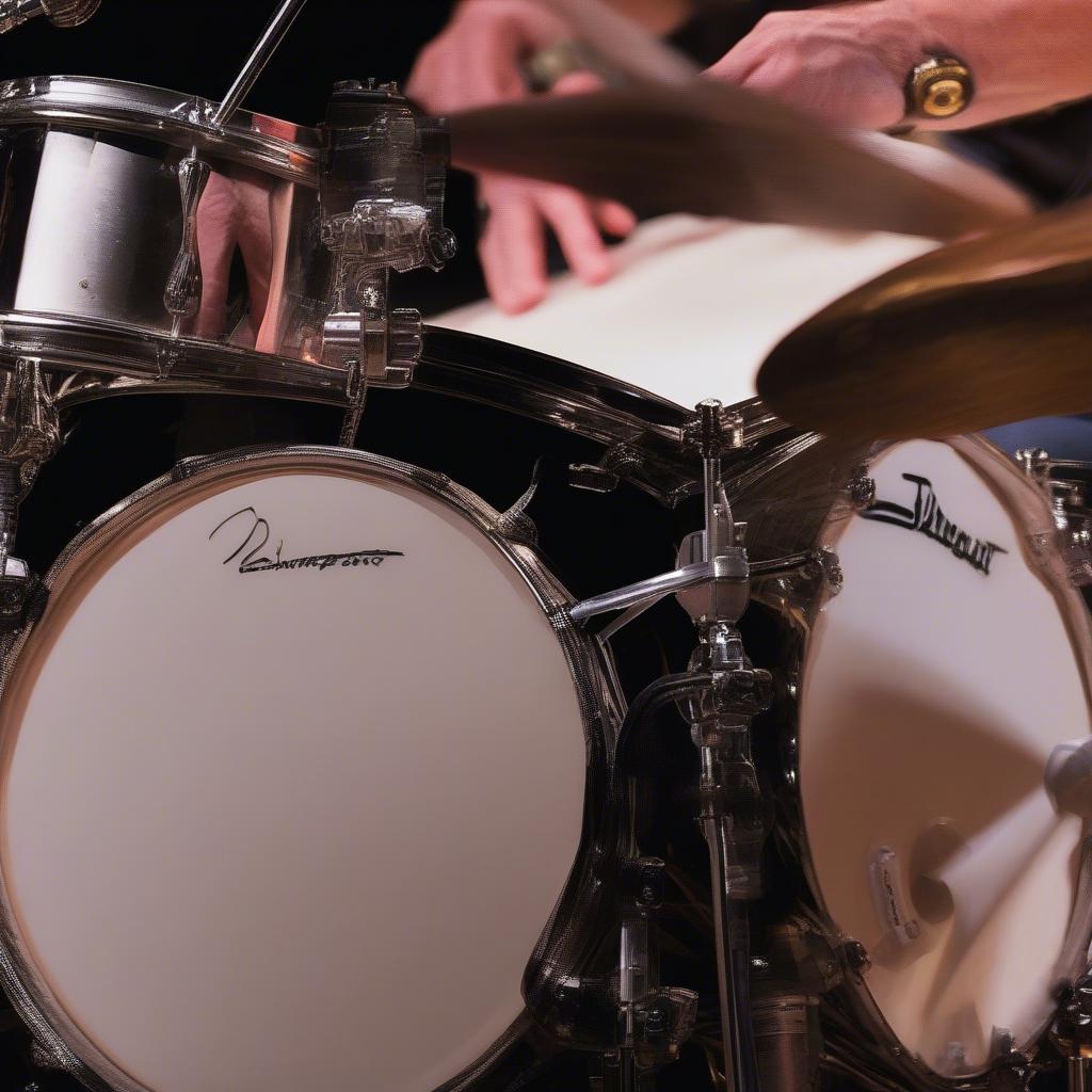 Neil Peart performing a drum solo during "Limelight", highlighting his exceptional skill and precision.