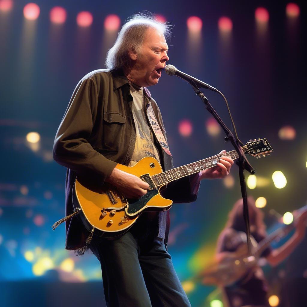 Neil Young performing Rockin' in the Free World live