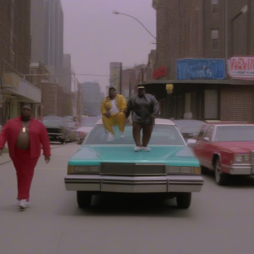 The Notorious B.I.G. in a still from the "Juicy" music video