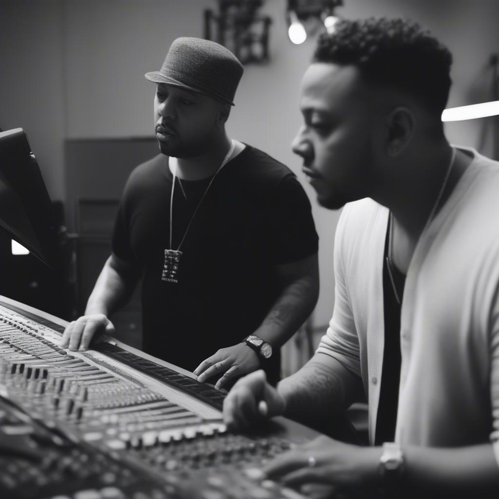 Timbaland and OneRepublic's Ryan Tedder in the studio